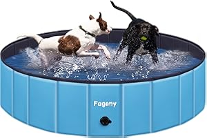 Fageny 2024 Upgraded Paddling Pool for Dogs & Kids, 120x30cm Foldable Dog Swimming Pool Bathtub, Anti Slip Thickened Bottom Dog Paddling Pool Protable Pets Bathing Poolfor Indoor Outdoor