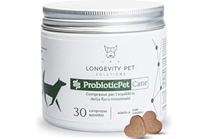 LPS ProbioticPet Cane 30 Compresse per Prurito, Dermatite, Digestione | Probiotici per Cani FOS e MOS | Integratori per cani | Supporto per Diarrea Cane e Gatto | Made in Italy Longevity Pet