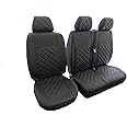 Texmar Designed to fit Ford Transit MK7 2006-2012 LEFT or RIGHT HAND DRIVE BLACK ECO LEATHER Seat Covers 2+1 (1 single 1 double)