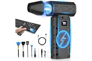 COSMETI Compressed Air Duster, 110000RPM Mini Electric Air Duster,4 Gear Adjustable Powerful Blower, Rechargeable Cordless Air Blower with HD Display, No Canned,Jet Dry Blower for Keyboard, PC, Car Cleaning