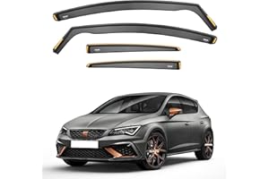 iSpeed Wind Deflectors For Seat Leon mk3 2012-2020 5 Door Hatchback 4pc Set - Keep Your Car Ventilated in Rain - Reduce Wind Turbulence - Tinted In-Channel Type