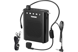 TONOR Voice Amplifier with Headset Microphone, Rechargeable Bluetooth Speaker 12h Duration, 240s Internal Recording, PA System for Teaching, Yoga, Meeting,Tour Guiding K10
