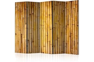 decomonkey Biombo Madera 225x172 cm Separador Unilateral con Impresión a en el Lienzo Decoracion con Imagen Impresa Grande Biombos de Dormitorio Beige Marrón Naranja Bambú