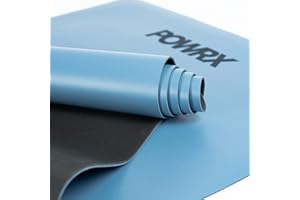 POWRX Tappetino Yoga PU 183 x 68 x 0,3 cm - Materassino pilates, fitness, allenamento ideale per esercizi in casa e palestra - Antiscivolo con borsa trasporto + PDF Workout