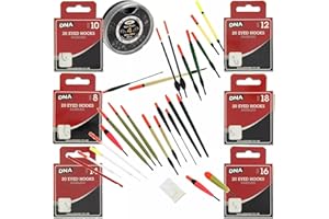 GENERIC 24pc Assorted Float Set with Rubbers, Disgorgers, 120 Eyed Hooks Sharp Barbless Size: 8, 10, 12, 14, 16,18 & Non-Toxic Weight Split Shot Carp Coarse Fishing Tackle Kit