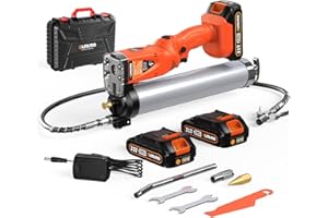olmlmo Ingrassatore a Batteria, Ingrassatore Elettrico dal Design 2 in 1 con Batterie 2 * 2.0 AH e Caricatore, Kit Pistola per Grasso da 10000 PSI 4,5 oz/min con 3 attacchi e Tubo da 39,4 Pollici