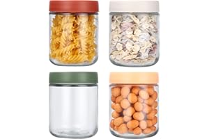 Cotepi 4-pak 500 ml słoik owsiany na noc, szklane słoiki z pokrywką, do owoców, owsa, jogurtu, sałatek,puddingu, chutney, przyprawy, wielokrotnego użytku słoiki mason z zakrętką uszczelniającą