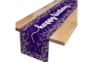 ‎XINVERY Xinvery Tischläufer Geburtstag,Blau Lila Party Tischläufer Geburtstag Dekoration Gute Zum Geburtstag Feier Tischläufer Tisch Deko für Kinder Mädchen Jungen Geburtstag Party Dekoration 180 x 35cm