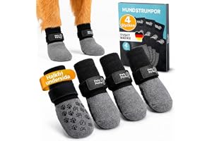 PETS PERFECT hundstrumpor halkskydd – uppsättning med 4 tassskydd hund med långt kardborreband – hundskor och halkfria strump