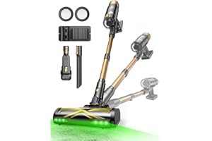 Ultenic Aspirateur Balai sans Fil, 50Kpa/65Min Aspirateur sans Fil Puissant, Tige Télescopique Réglable, Design Autoportant, GreenEye Détection, Idéal pour Sols Durs, Poils d'animaux