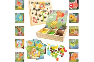 RANJIMA Montessori Leksaker från 2 3, 4, 5 År, Montessori-Pysselset Med Mosaik, Barnleksaker, Mosaik med 240 pärlor, 10 Målningar, Kreativt Barnspel, Present till Barn, Flickor, Pojkar (Skogar)
