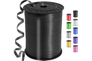 YOUYIKE Nastro Pacchi Regalo Nero 450m/500 Yards - Per Fai da Te, Natale, Regali, Matrimonio, Fiorista, Compleanno, Decorazione (1 Rotolo)