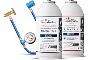 AUTO EASY KLIMA EasyKlima AC Kit de Recarga Starter Pack con LeakStop - Aire Acondicionado Gas- Kit de Reparación y Regasificación Fácil y Rápida del Aire Acondicionado para Coches Fabricados de 1995 a 2016