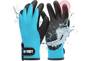 HPHST Rękawice robocze, zimowe, wodoodporne, termiczne, ciepłe, zimowe, do montażu, do pracy, z podwójną warstwą nylonu, izolowane rękawiczki (niebieskie, M), L1001W