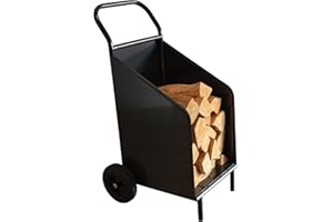 NISCHENMARKT Massiver Kaminholzwagen Brennholzwagen Holzwagen mit Rollen (Anthrazit)