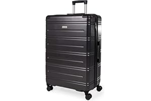 Pierre Cardin Lyon CL889 Valise rigide en ABS avec 8 roulettes pivotantes Poignée télescopique, gris foncé, L, Ensemble de bagages
