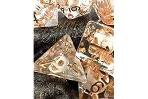 FLASHOWL Juego de Dados de Calavera Horror D&D Dados con Calavera y lámina de Oro 7 Piezas Juego de Dados DND D20 Juego de Dados poliédricos Juego de Dados Dungeons and Dragons Dados (7 Piezas)