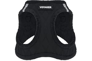 Voyager Step-In Plush Dog Harness – Soft Plush, Step In Vest Harness for Small and Medium Dogs by Best Pet Supplies - Black Plush, XL (Chest: 20.5-23")
