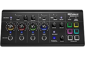 Roland BRIDGE CAST X Dual Bus Gaming Mixer & Video Capture Pro Audio Streaming Interface for Online Gamers & More 32-Bit Hardware DSP USB-C Windows and Mac Connectivity XLR Mic Support