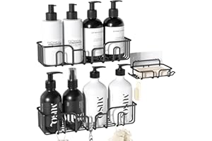 YASONIC 3 Pezzi Mensola doccia senza foratura, Organizer bagno con Portasapone doccia, Autoadesivo Mensole Bagno Organizzatore, portaoggetti doccia con gancio - Nero