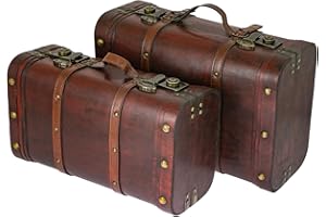 HMF 6412700 Cofre del tesoro de madera, maletín vintage, juego de 2 unidades, varios tamaños, Perú