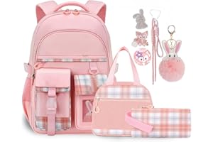 HANXIUCAO School Bags for Girls - Large Capacity Kawaii School Backpack with Laptop Compartment for Primary and Secondary Students