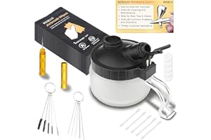 NEOECO Universal Airbrush Cleaning Pot Jar with Airbrush Wipe, 33 pcs Cleaning Solution kit - Glass Clean Pot, Airbrush Wipe, Q-tip, Cleaning Needle, Cleaning Brushe, Wash Needle & How to Link Card