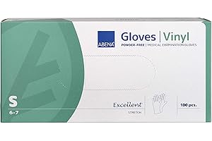 ABENA Stretch Vinyl Disposable Gloves, Multi Purpose Vinyl Gloves To Protect Your Hands, Reliable Powder Free Gloves, Disposable Small, Strong & Flexible Medical Grade Gloves, Box of 100 - Small
