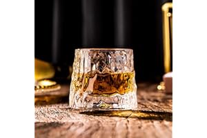 DAWNTREES Kieliszek do whisky, kieliszek do rumu, 150 ml kryształowy prezent do whisky, występ w kształcie kuli na dole, blat stołu może obracać się o 360 stopni, relaks i dekompresja dla mężczyzn