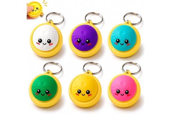 6 stycken Mini Dumpling Squishy Nyckelring Set,Mekaniskt Klick med Taktil | Feedback Söt Dumpling Nyckelring, Present för Kvinnor och Män, Familj, Vänner, Kollegor, Ryggsäck, Väska och Nycklar