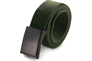 MILE HIGH LIFE Cintura Tela Regolabile | Taglia Fino a 132 cm | Fibbia Militare in Tinta Unita Nera | Cinghia da Uomo | Cinta da Donna | (16 Colori e Opzioni Combo)