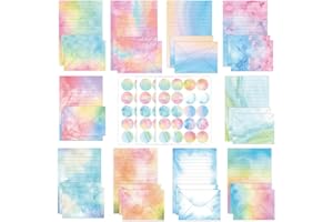 JasCherry 160 Stück Briefpapier mit Umschlag Set, 50 A5 Briefpapier(10 Designs) mit 50 Briefumschläge, Ideal als Einladungskarten Glückwunschkarte für Mädchen und Kinder, Set A