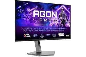 ‎AOC AOC Agon Pro AG326UD- 32 Zoll UHD OLED Gaming Monitor, 165 Hz, 0.03 ms, HDR400, FreeSync Prem. Pro, G-Sync comp. (3840x2160, 2X HDMI 2.1, 1x DP 1.4, USB Hub) schwarz grau