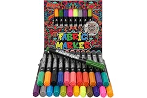 CRESZZLE 24 Marqueur Textile Permanent – Feutre Textile Permanent, Stylo Textile Indélébile, Peintures pour Textiles, Feutre Tissu Textile Permanent – Pour Vêtements, Sacs et Chaussures Lavables