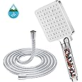 Shower Head and Hose 1.6M with Filter - YEAUPE PRO Square High Pressure Bathroom Shower Heads (115*100mm) 6 Jet Modes,Large Powerful Flow Rain Showerhead for Low Pressure Hard Water Shower Head,White