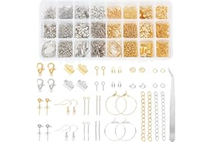 PH PandaHall Kit de Creation de Bijoux Accessoires Composant de Boucles d'oreilles Crochet de Boucle d'oreille Fermoir Pince de Homard Coupelle de Perle Jump Ring Embout du Ruban Épingles