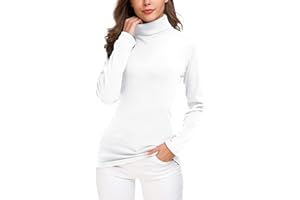 EXCHIC Mujer Casual Ajustado Cuello Alto Jerséis Camisa Manga Larga Elástico Pullover