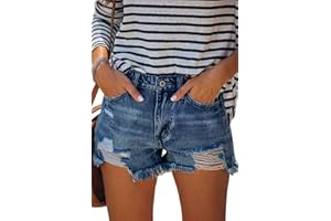 CZIMOO Jeans Short Damen Sommer Kurze Hosen mit Zerrissen Saum Taschen Hotpants