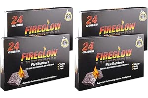 TIGER TIM Tiger Fireglow 24 Cubes Firelighters Superior Lignite Mess-Free Safe Odourless Instant Fire Starters for Wood Burners Barbecues Stoves Grills Campfires, Maple Flavor, Block, Solid Fire Fuel
