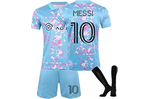 WSYZXXN Football Kits for Kids 2023/2024 Home and Away Soccer Jerseys Football Gifts for Boys Miami Barca PSG Jerseys Football Training Kits No.30 Football T-Shirts Shorts and Socks Tracksuit Set