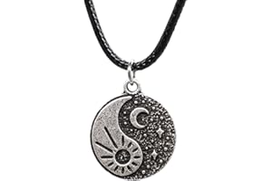 Fancychain Halskette Yin und Yang Buddha Buddhismus Retro Gegensätze buddhistische Kette Sonne Mond und Sterne