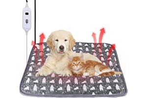 Sylanda Tapis Chauffant Chien Chat Coussin Chauffant Electrique pour Animaux, Electrique Coussin pour Chien Chat avec Minuterie et Régulateur de Température, Protection Contre la Surchauffe 45 * 45cm