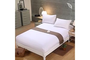 Shenaaya Fitted Sheet - Extra Deep Pocket 16 inch(40cm) with All-Around Elastic - Brushed Microfibre - Breathable, Anti-Wrinkle, Soft and Comfy Fitted Bed Sheet (White, King)