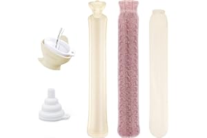 Homewit długi termofor, duży termofor z super miękką powłoką z przędzy szenilowej, wąż, termofor 2 litry, XXL na ramiona, ocieplacz karku i butelkę na łóżko, ciemnoróżowy