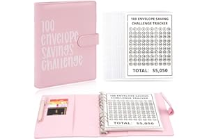 BAFIWU Risparmia Il Denaro Challenge, Money Binder, 100 Envelope Challenge Budget Binder, A5 Budget Planner Organizer Soldi Raccoglitore Soldi e Tracciatore per la Sfida di Risparmio di $5.050 (Rosa)