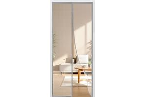 BUIRTLY Zanzariera Magnetica 125x235, Zanzariera Magnetiche per Porte Finestre, Facile da Installarepeper Chiusura Automatica, per Balcone Soggiorno Cantine Terrazze, Grigio