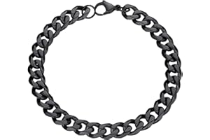 PROSTEEL Pulsera de Cadenas Cubanas de Acero Quirurgico, 3.5mm 6mm 9mm 12mm Ancho, 16cm 19cm 21cm Largo, Tres Tonos Opcionales (Con Caja de Regalo)