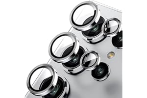 Jurqqer Kameraschutz für Samsung Galaxy S25 Ultra, Kratzfest & Stabil, 9H HD Ultradünner Gehärtetes Glas, Kamera Schutz aus Aluminiumlegierung, Einfache Installation Silber