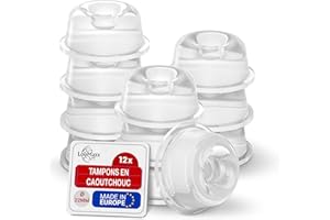 LouMaxx Tampon Caoutchouc - Lot de 12 Transparent Ø 22 mm - Pieds adhesifs Extra forts - Tampon Transparent Premium Anti-Glisse, Rayures, Bruit et Vibrations