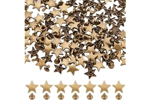 GORGECRAFT 120 Juegos de Remaches de Estrella de Bronce Remaches de Cuero de Metal de 12 mm Tachuelas Y Púas Forma de Pentagrama Plano Clavos Punk Decorativos para Ropa Bolsos Cinturones Zapatos